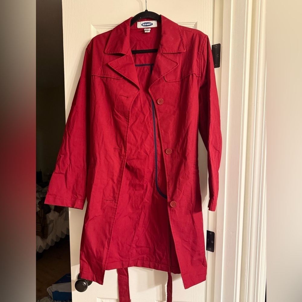 Old Navy Women's Crimson Trench Coat L - Picture 1 of 4